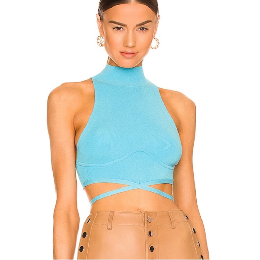 Camila Coelho Adona Top in Turquoise Blue